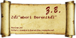 Zámbori Bereniké névjegykártya